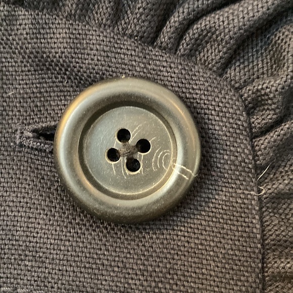 Y2K J Crew Navy collarless cropped blazer, ruffle detail, 3/4 sleeve, size 2 - Picture 11 of 14